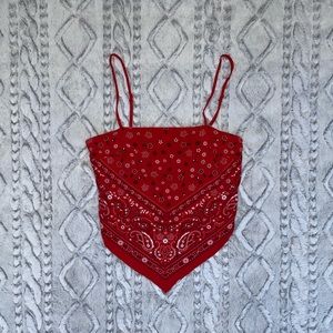 Garage Red Cowboy Bandana Crop Top